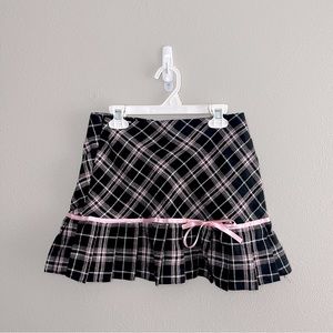 Y2K Pink Bow Plaid Skirt